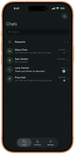 Список чатов rChat на iPhone