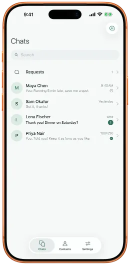 Список чатов rChat на iPhone